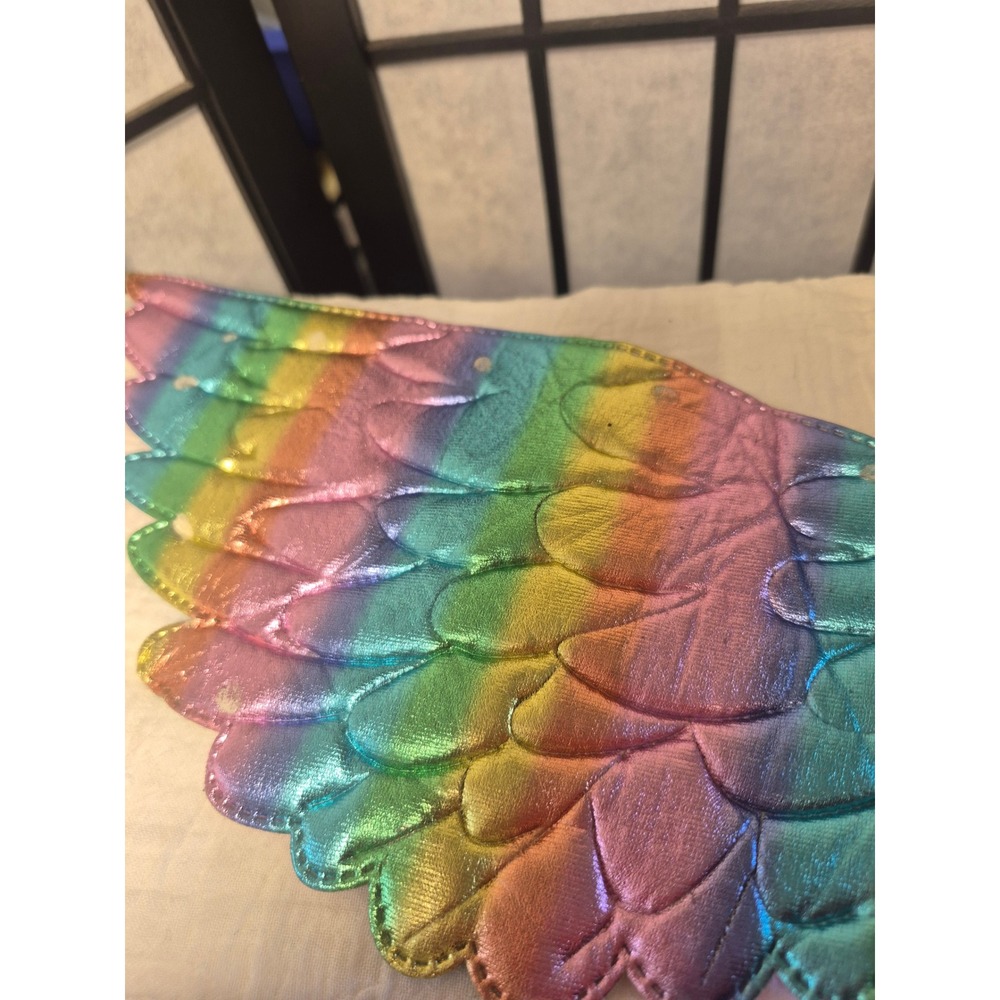 Rainbow Metallic Angel Wings Costume Accessory Shimmer Festival Cosplay